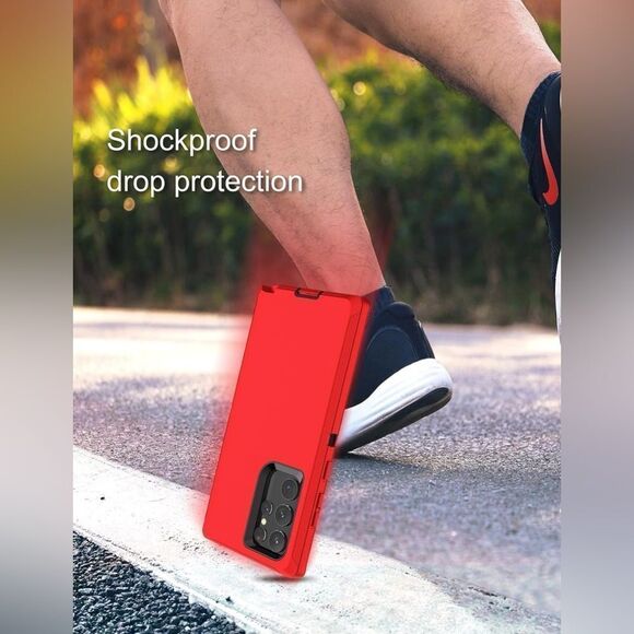 Red Shockproof Phone Case For Galaxy S22 Ultra Heavy Duty Rugged Bumper Case NWT - Picture 4 of 7